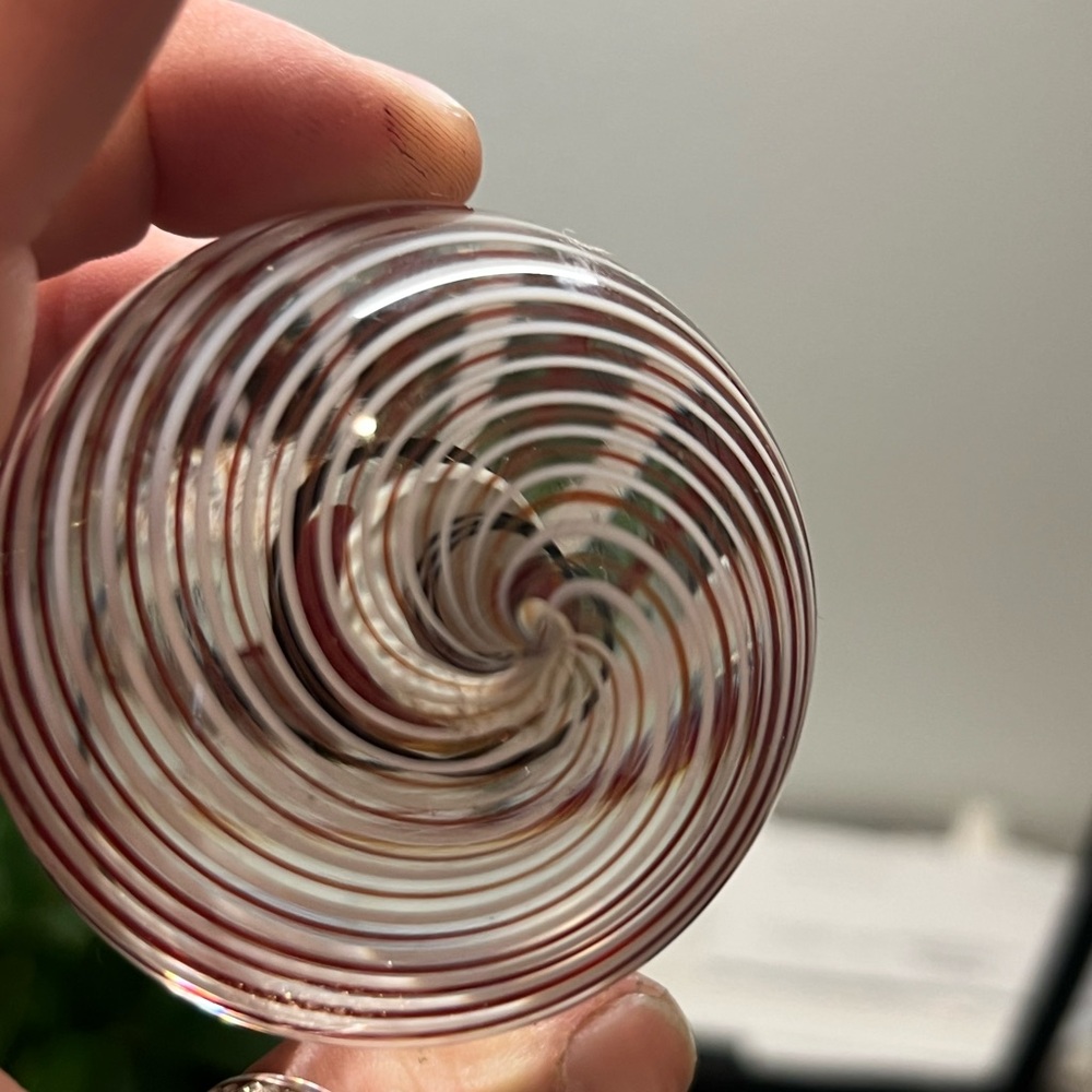 Vintage Artisan Handblown Glass Marble- Red Swirl Home Art - Picture 4 of 5